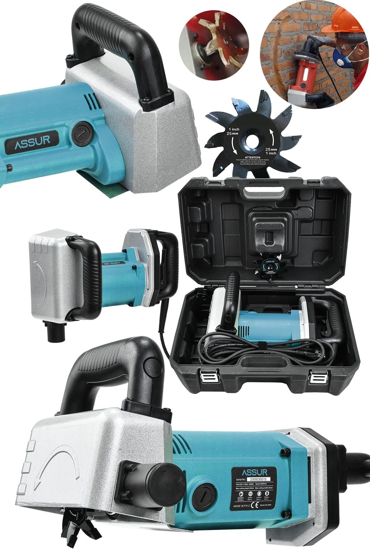 Assur Profesyonel 2000W Duvar Oluk Kanal Açma Makinesi