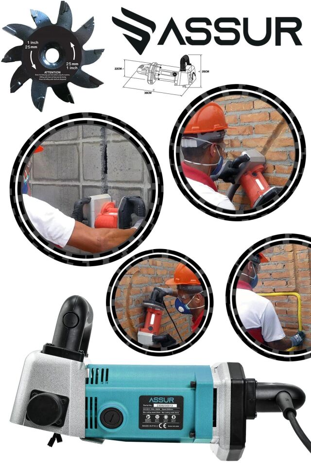 Assur Profesyonel 2000W Duvar Oluk Kanal Açma Makinesi