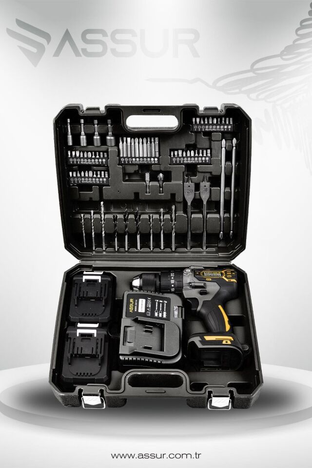 Assur 21V Çift Akülü Vidalama Darbeli Şarjlı Matkap