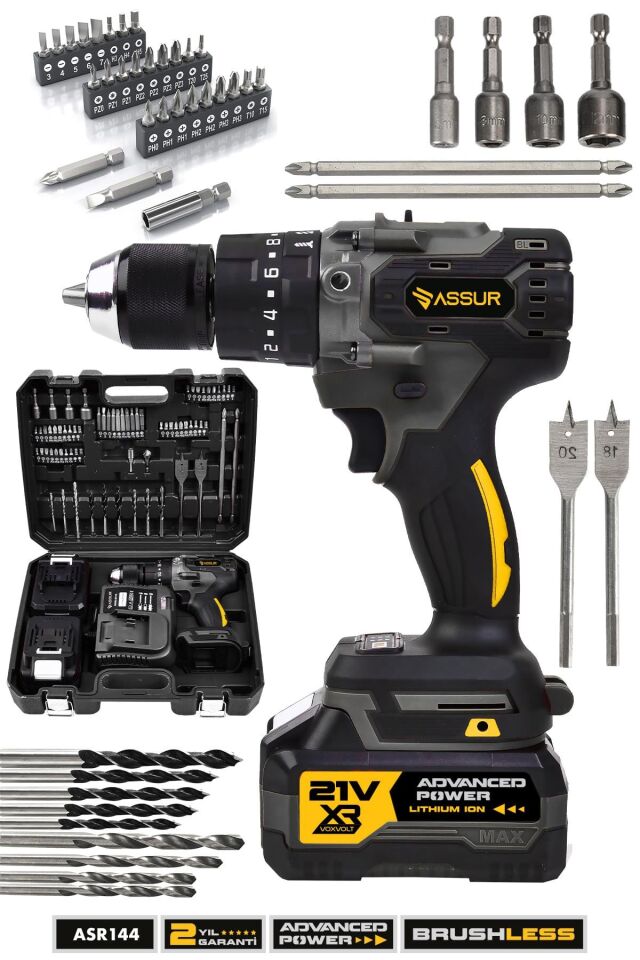 Assur 21V Çift Akülü Vidalama Darbeli Şarjlı Matkap