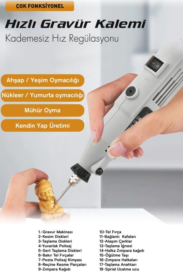 Assur 260 Parça Devir Ayarlı Gravür Hobi Taşlama Seti