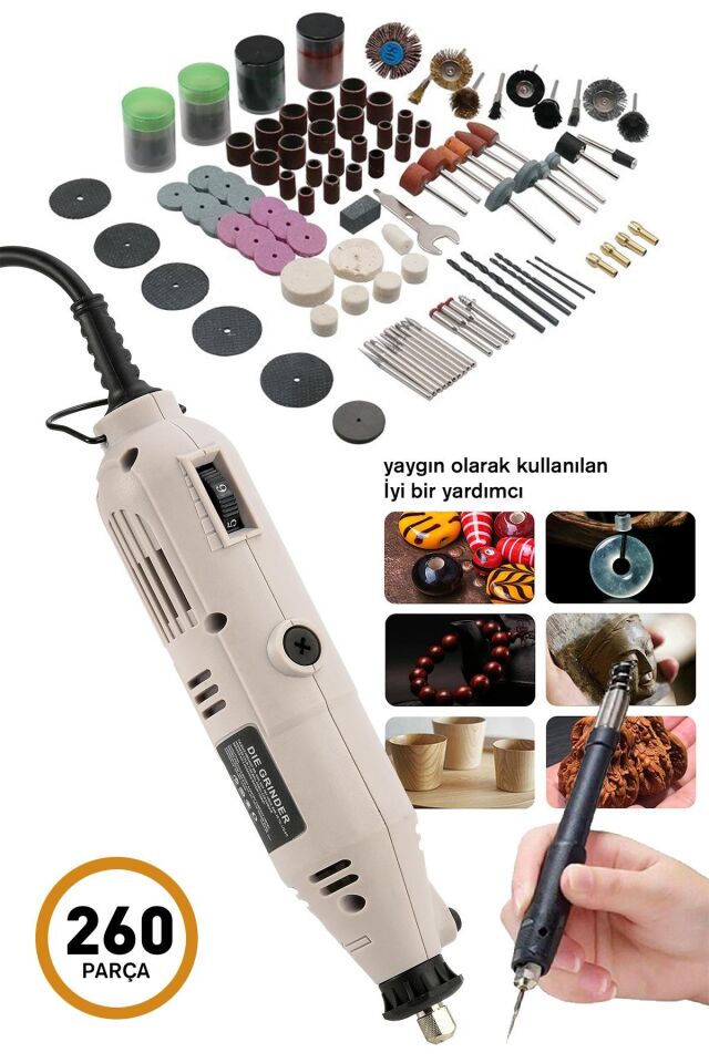 Assur 260 Parça Devir Ayarlı Gravür Hobi Taşlama Seti
