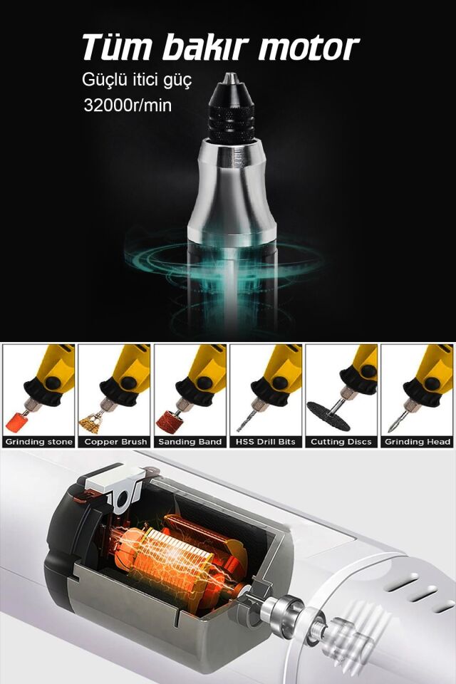 Assur 260 Parça Devir Ayarlı Gravür Hobi Taşlama Seti