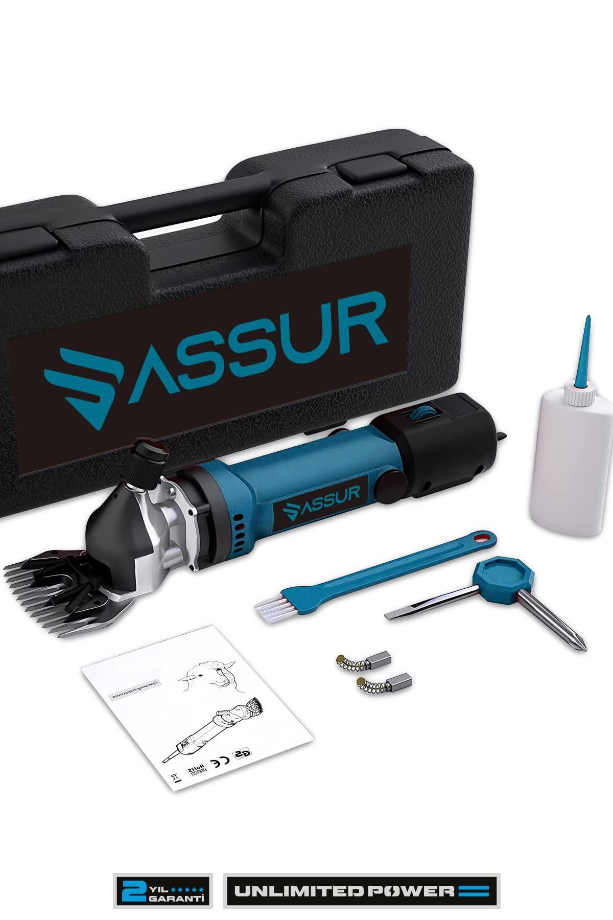Assur 350W Kademe Ayarlı Metal Şanzıman Koyun Kırkma Makinası