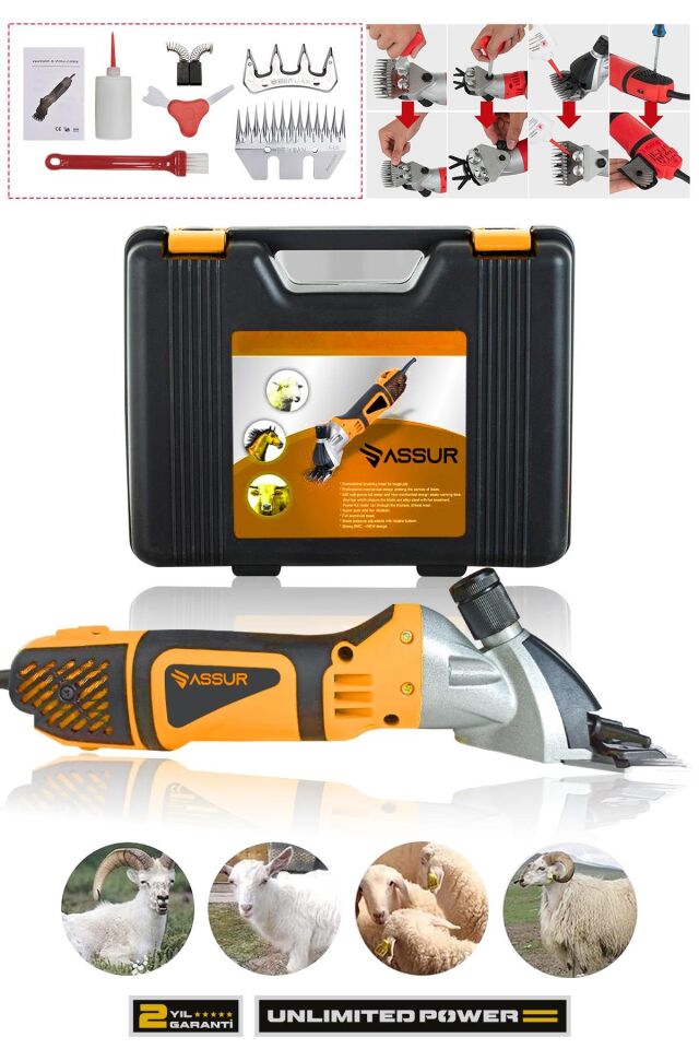 Assur 500W 6 Kademe Ayarlı Metal Şanzıman Koyun Kırkma Makinası