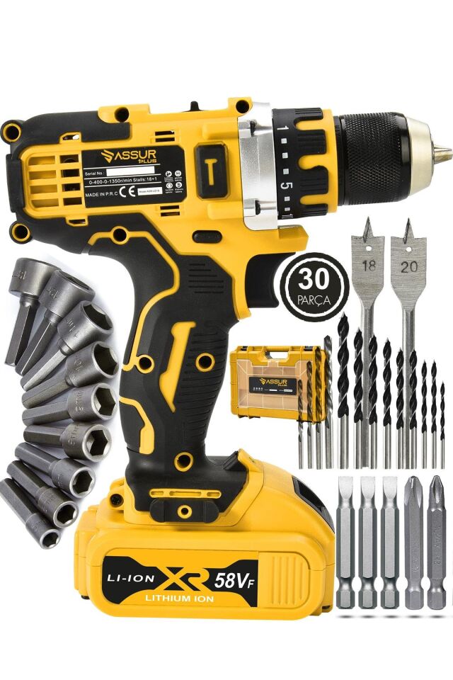 Assur 12V Şarjlı Matkap Bakır Sargılı Çift Akülü Vidalama