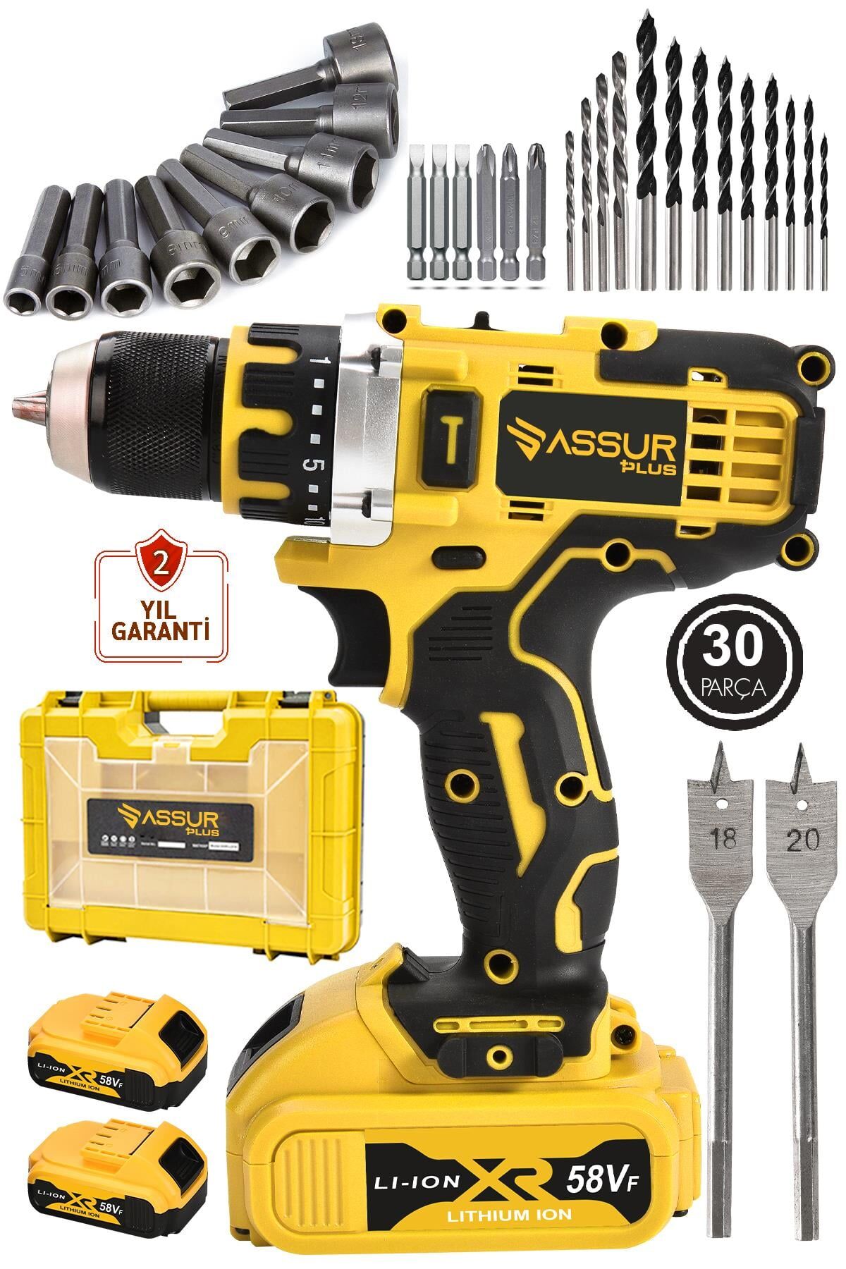 Assur 12V Şarjlı Matkap Bakır Sargılı Çift Akülü Vidalama