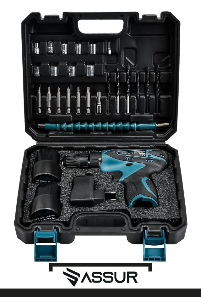 Assur 12V Çift Akü Şarjlı Matkap Akülü Vidalama