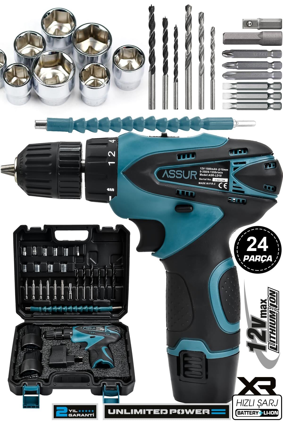 Assur 12V Çift Akü Şarjlı Matkap Akülü Vidalama