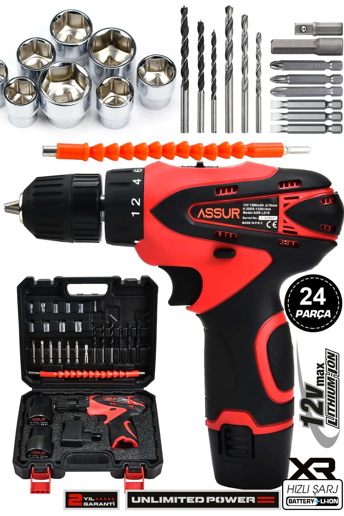 Assur Pro 12V Çift Akülü Vidalama Şarjlı Matkap