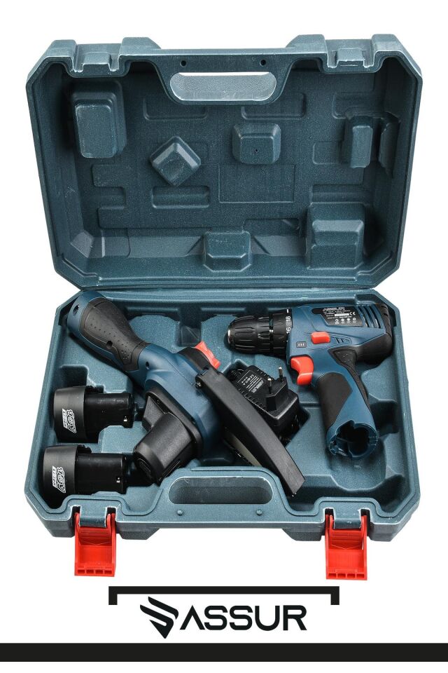 Assur Profesyonel 18V Çift Akülü Vidalama & Ağaç Odun Dal Budama Testeresi 2'li Set