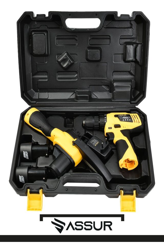 Assur Profesyonel 18V Çift Akülü Vidalama & Ağaç Odun Dal Budama Testeresi 2'li Set