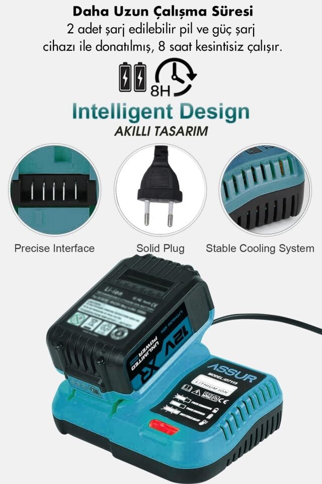 Assur Profesyonel 12V Çift Akülü Vidalama 84 Parça & 12 Köşe 360° Lazer Hizalama Set