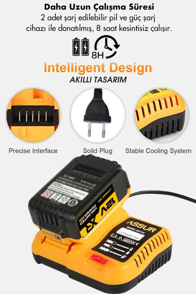 Assur Profesyonel 12V Çift Akülü Vidalama 84 Parça & 12 Köşe 360° Lazer Hizalama Set