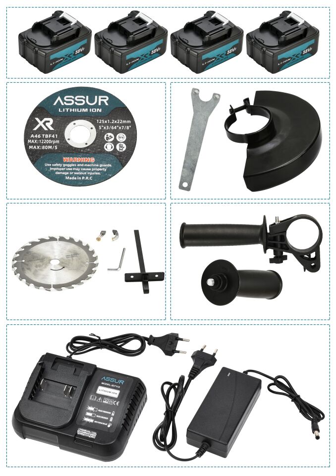 Assur Profesyonel 21V Çift Akülü Taşlama Somun Sökme Daire Testere Matkap Kırıcı Delici Hilti 5'li Set