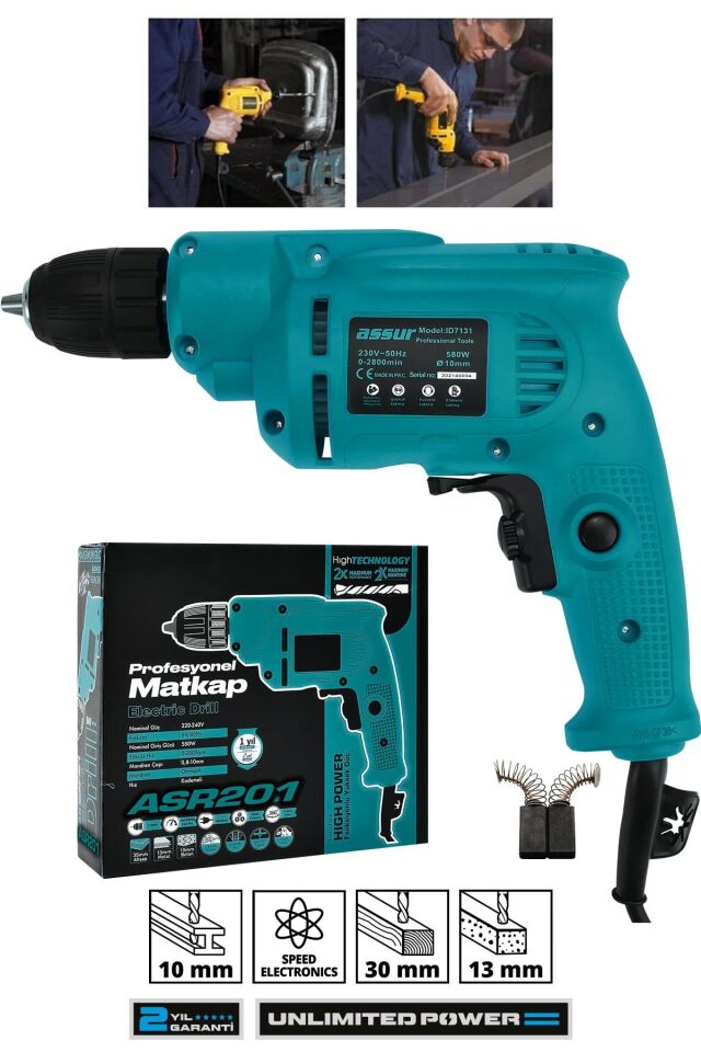 Assur 580W Metal Şanzıman 10mm Elektrikli Matkap