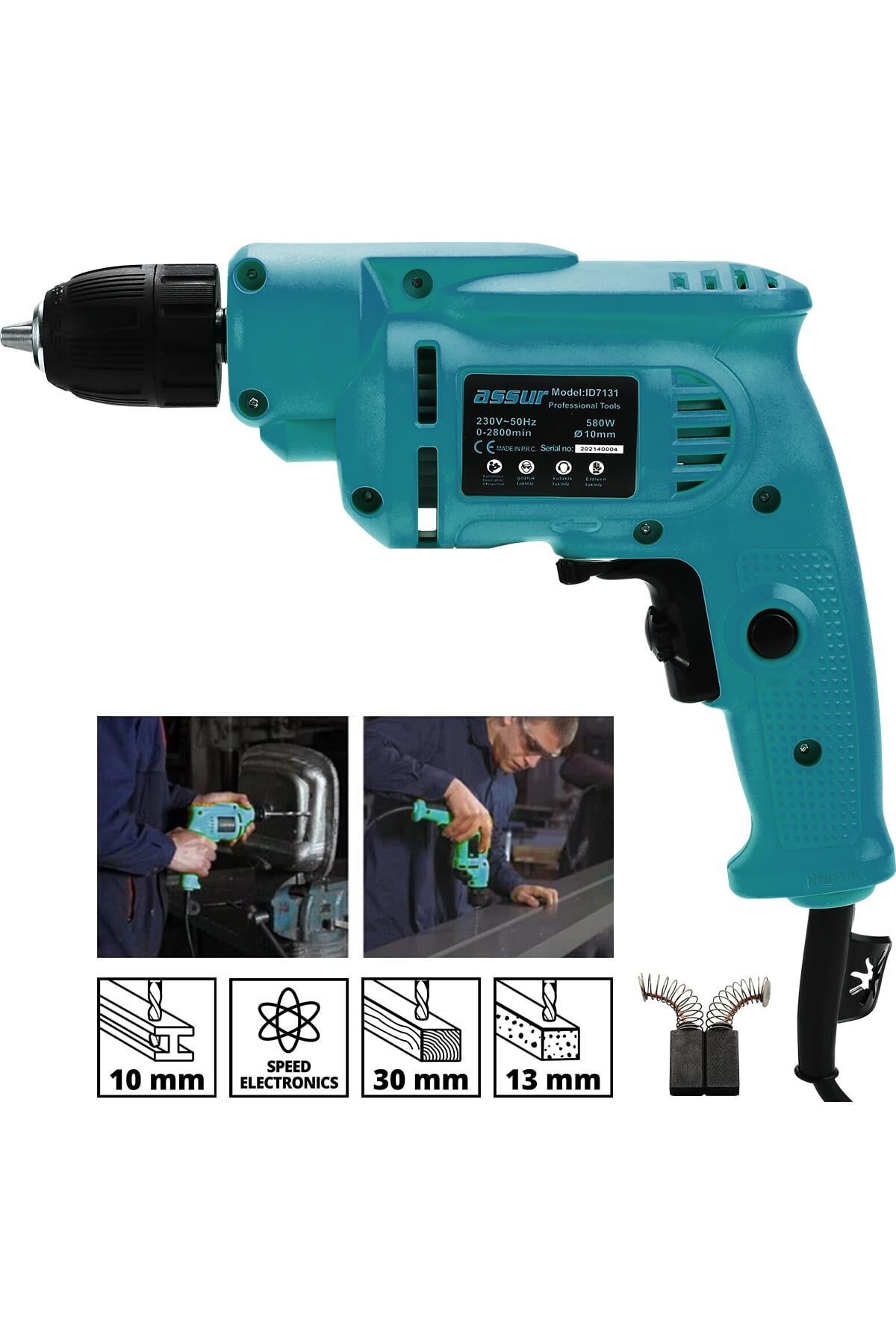 Assur 580W Metal Şanzıman 10mm Elektrikli Matkap
