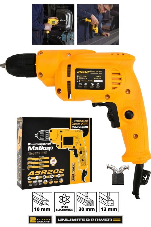 Assur 580W Metal Şanzıman 10mm Elektrikli Matkap