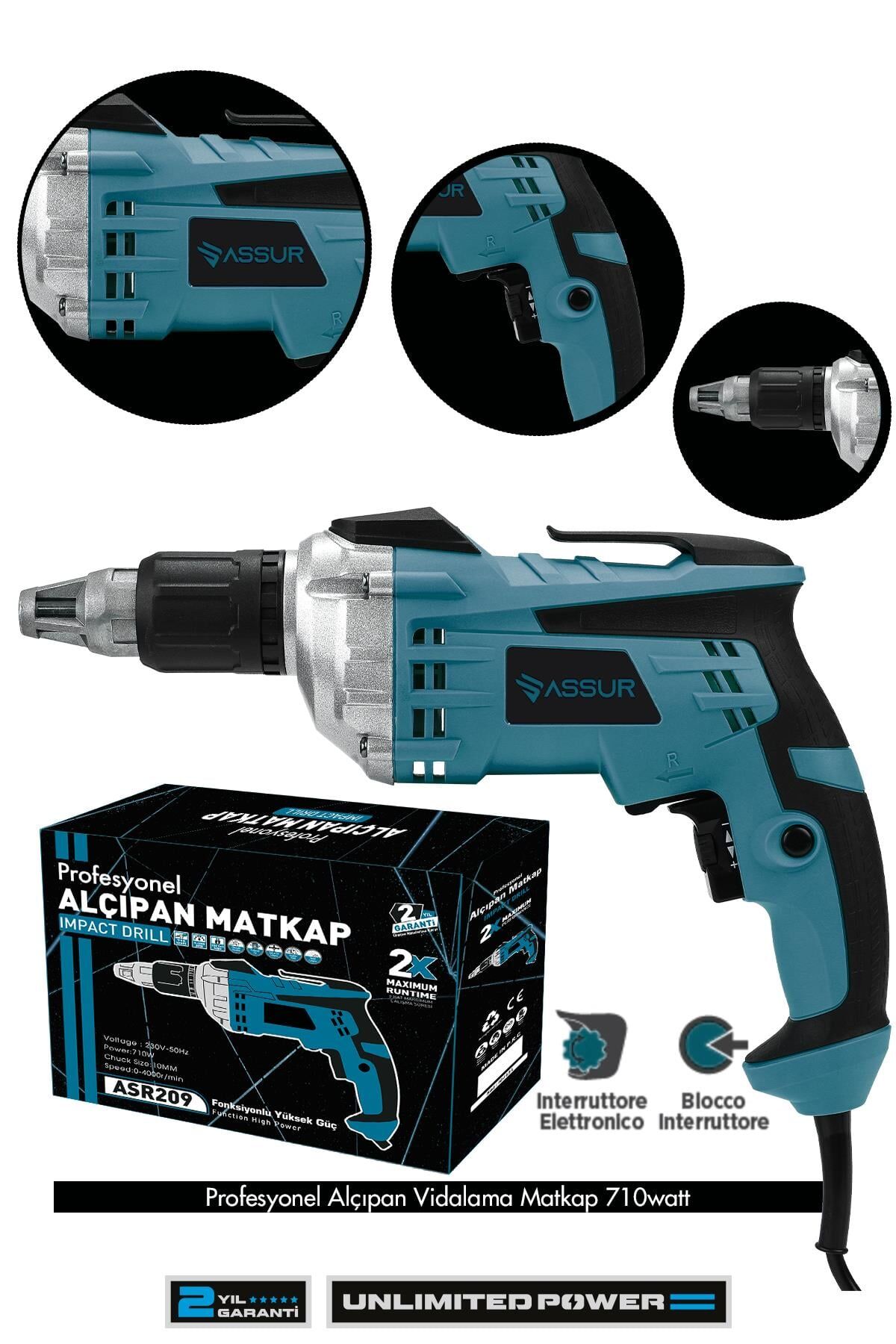 Assur Pro 710W 90N.m Alçıpan Vida Tabancası