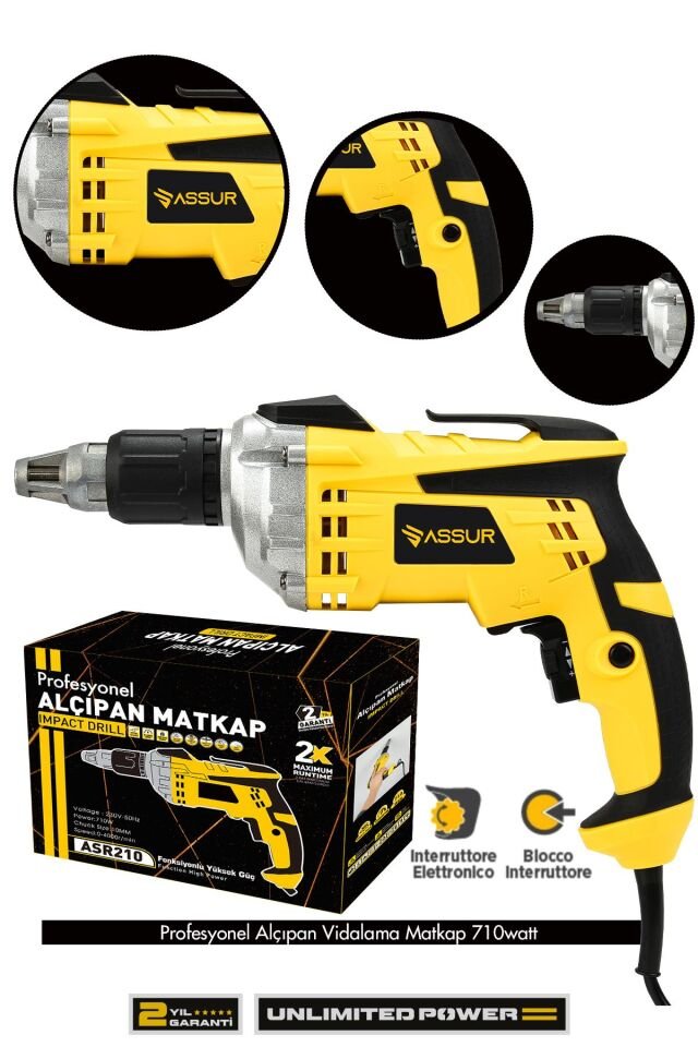 Assur 710W 90N.m Alçıpan Vida Tabancası