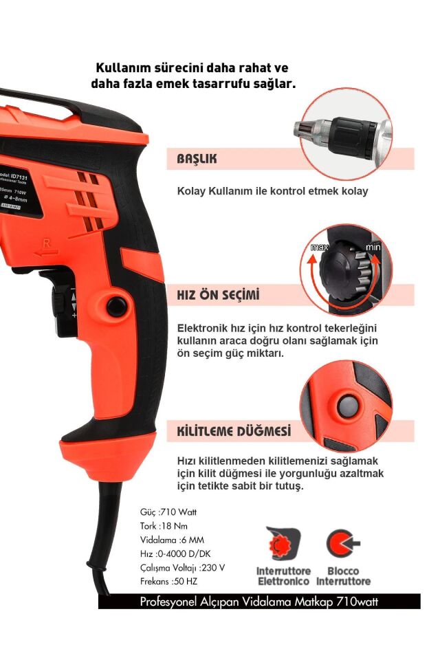 Assur 710W 90N.m Alçıpan Vida Tabancası