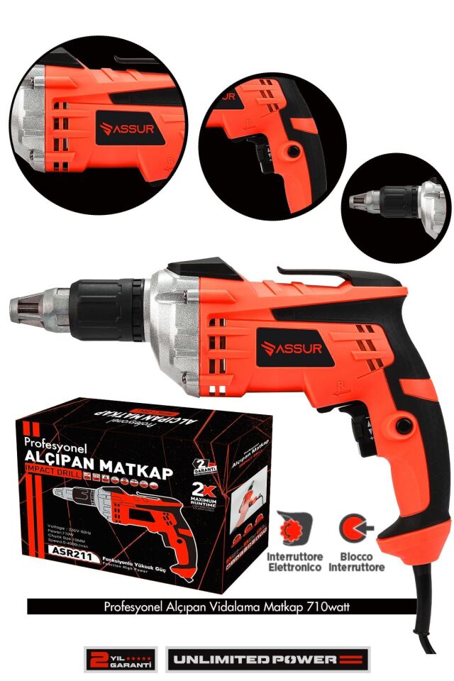 Assur 710W 90N.m Alçıpan Vida Tabancası