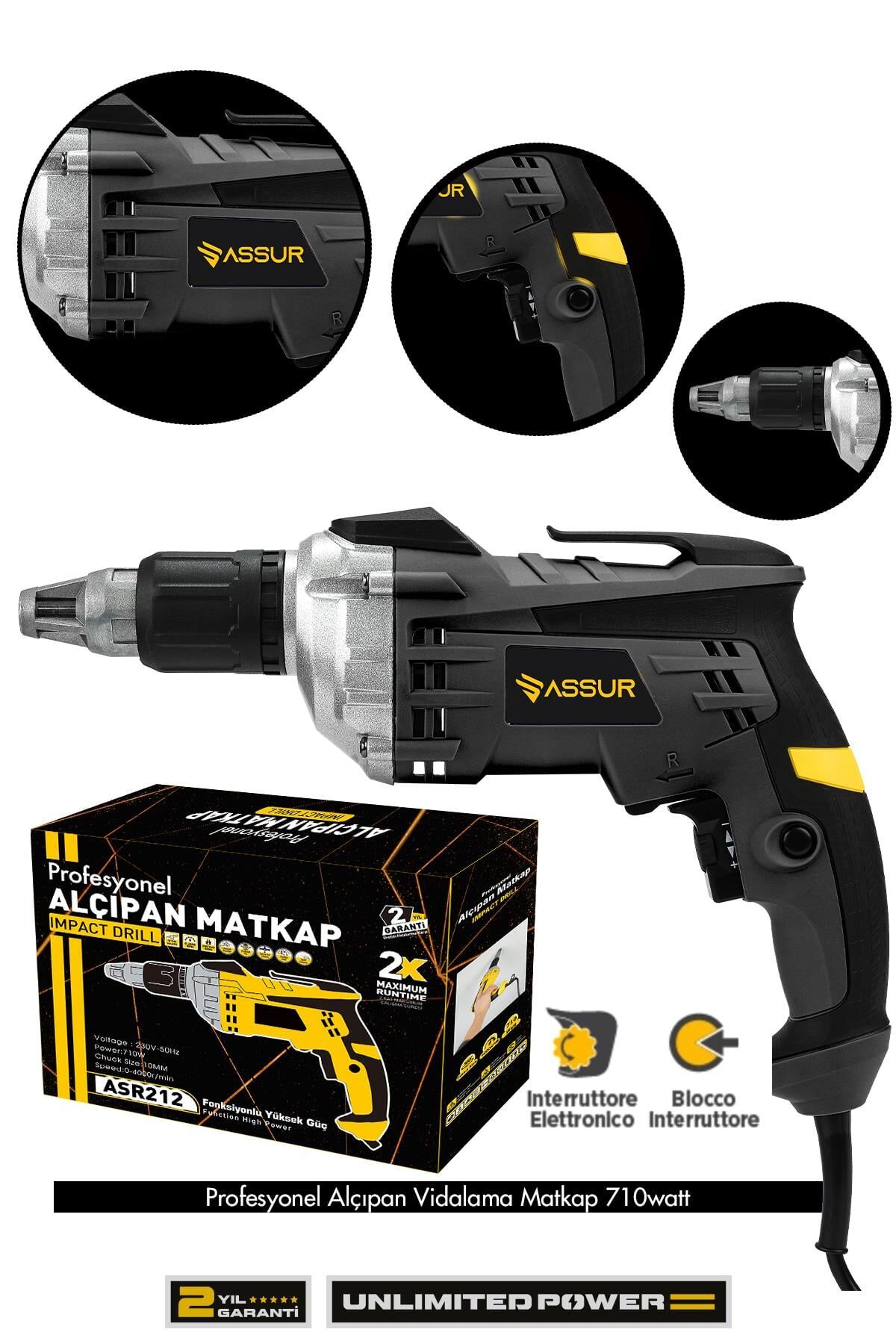 Assur 710W 90N.m Alçıpan Vida Tabancası