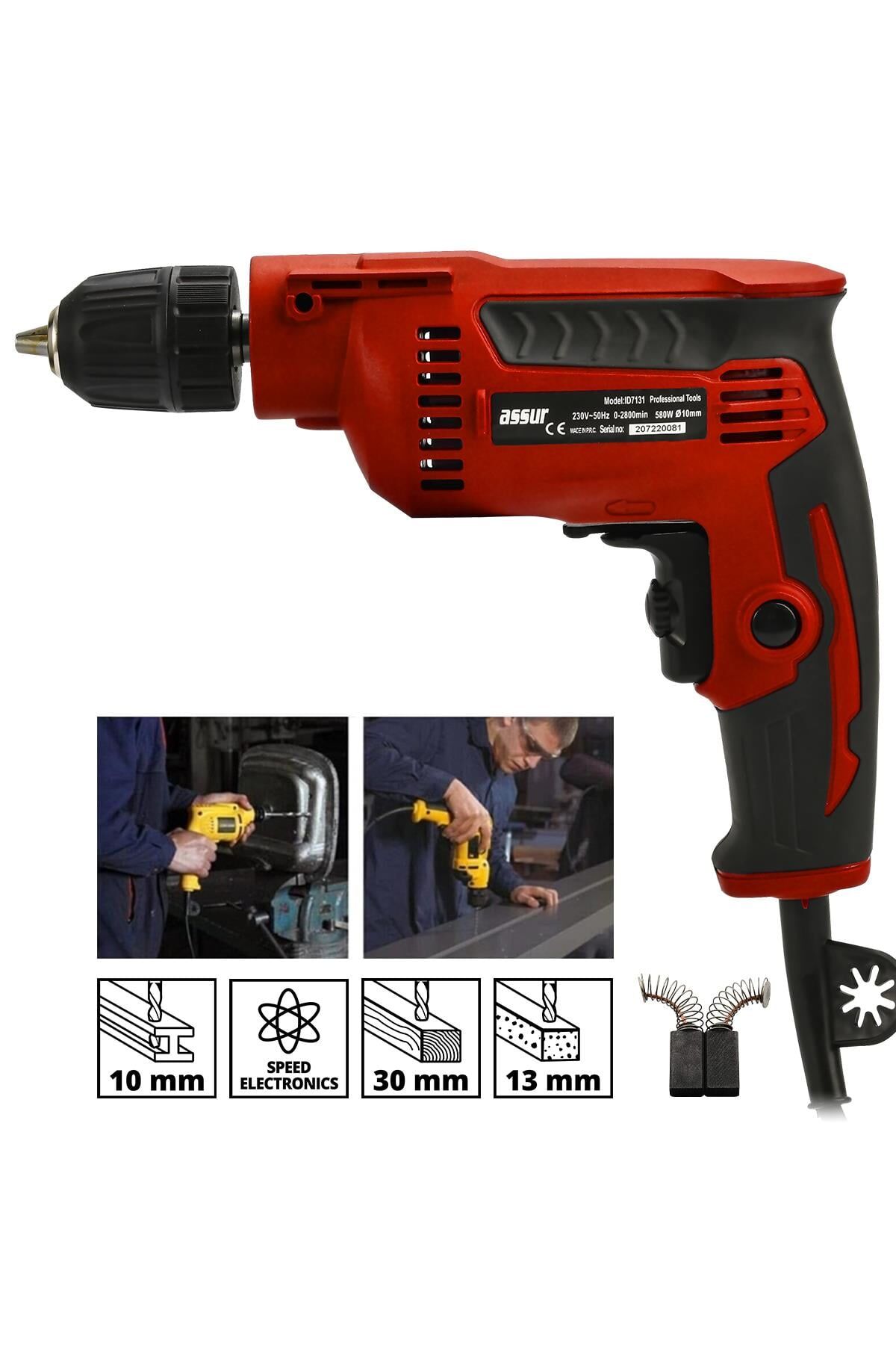 Assur 580W Metal Şanzıman 10mm Elektrikli Matkap