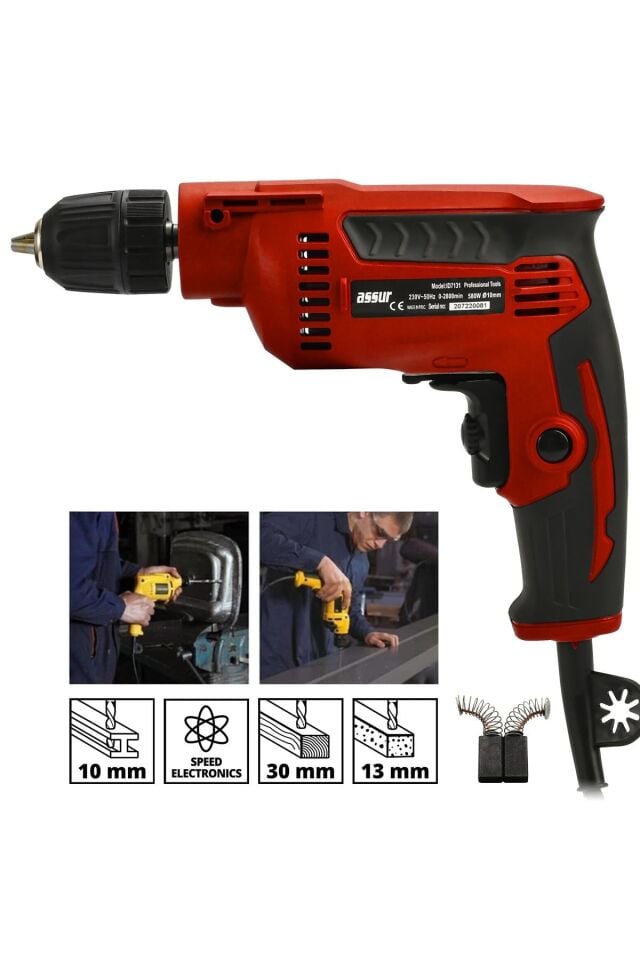Assur 580W Metal Şanzıman 10mm Elektrikli Matkap