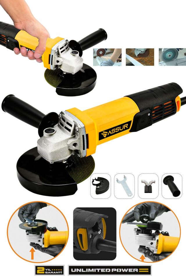 Assur 550W Avuç Taşlama Makinesi 125mm Bakır Sargılı Spiral