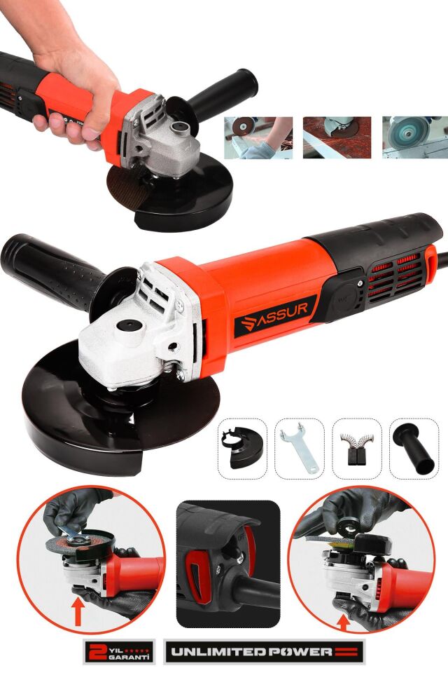 Assur 550W Avuç Taşlama Makinesi 125mm Bakır Sargılı Spiral