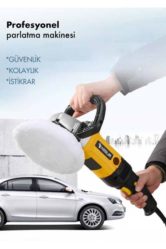 Assur 1200W Polisaj Makinesi Devir Ayarlı 6 Kademeli 180mm Pasta Cila