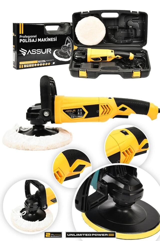 Assur 1200W Polisaj Makinesi Devir Ayarlı 6 Kademeli 180mm Pasta Cila