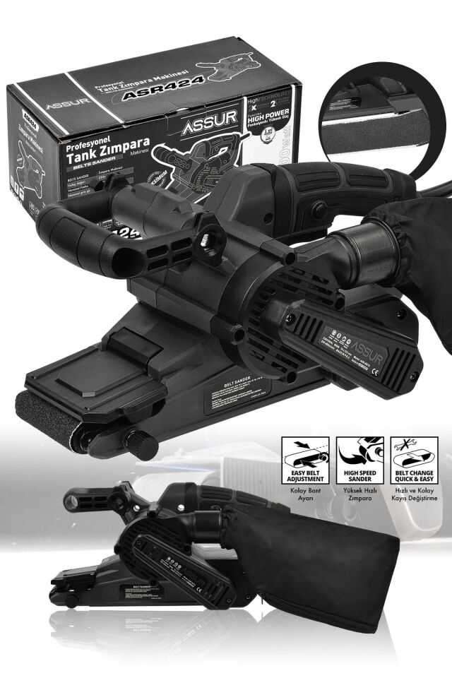 Assur 900W Elektrikli Vakumlu Tozsuz Cila Özellikli Tank Zımpara Makinesi