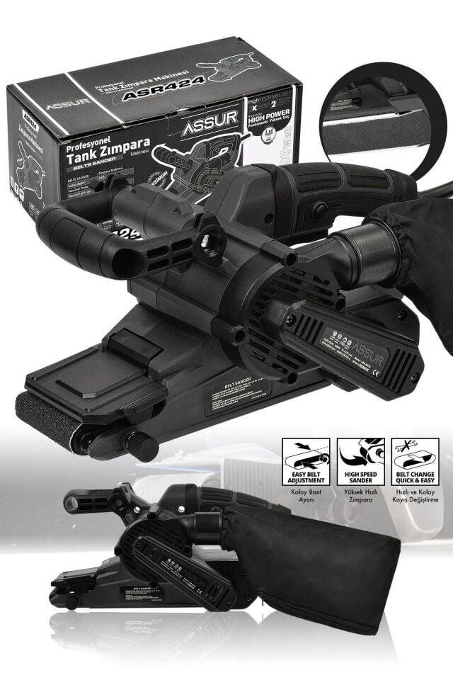 Assur 900W Elektrikli Vakumlu Tozsuz Cila Özellikli Tank Zımpara Makinesi