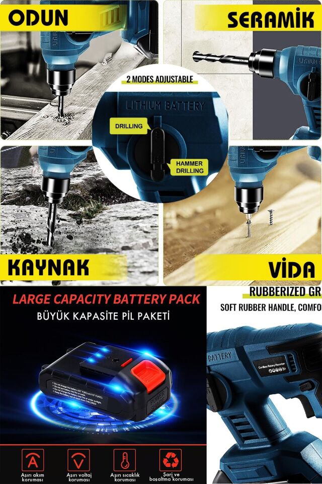 Assur 21V Darbeli Çift Akülü Şarjlı Kırıcı Delici Hilti