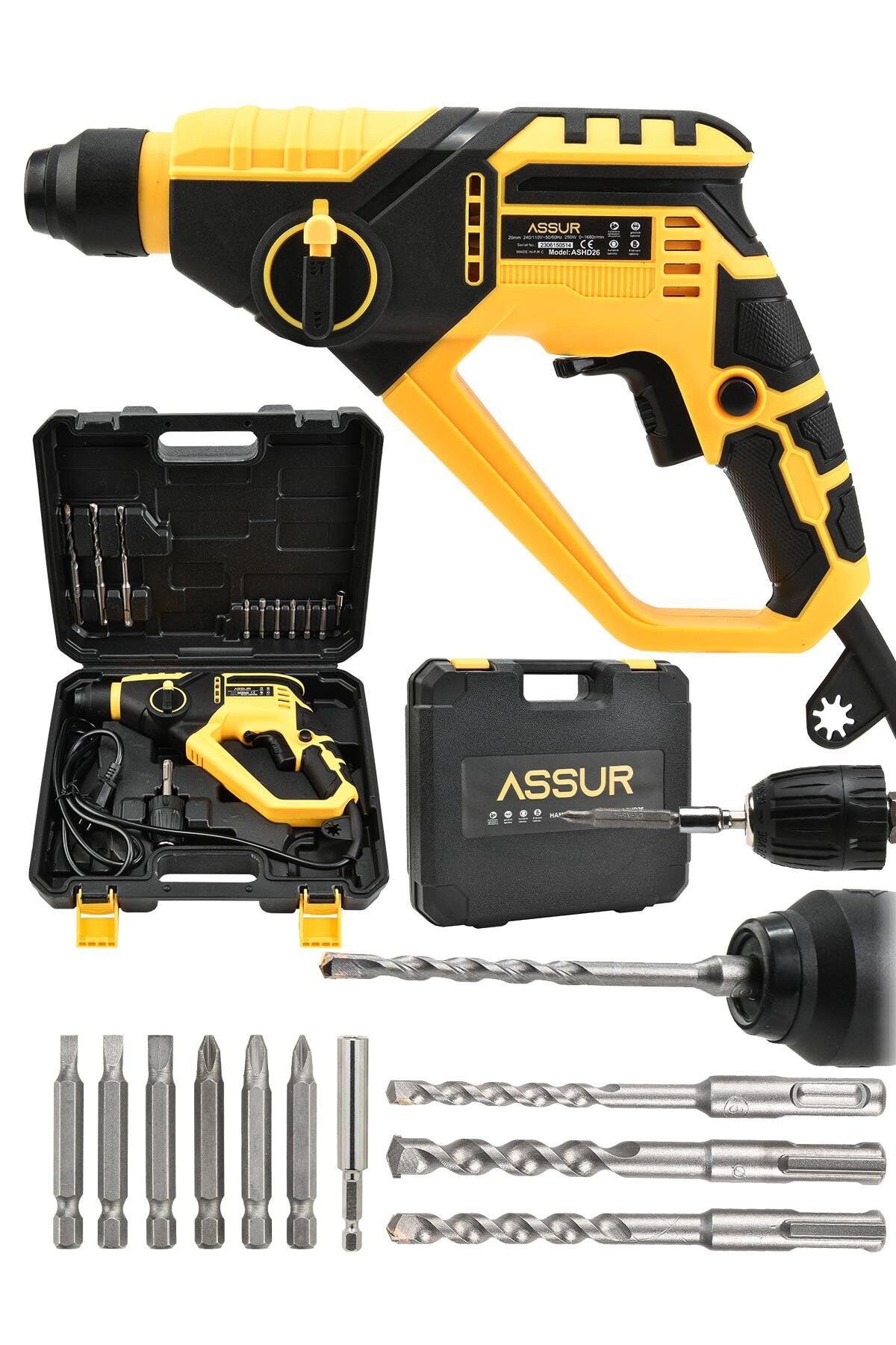 Assur 250W 2 Kademeli Bakır Sargılı Darbeli Kırıcı Delici Hilti