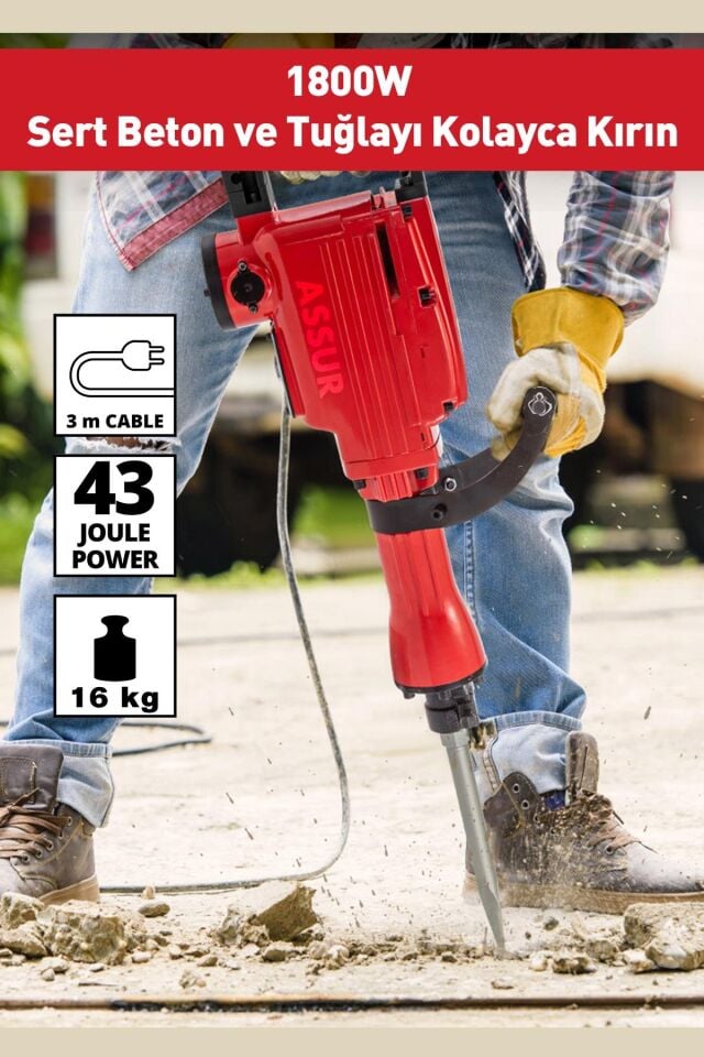 Assur 1800W Darbeli 16 Kg Kırıcı Delici Hilti