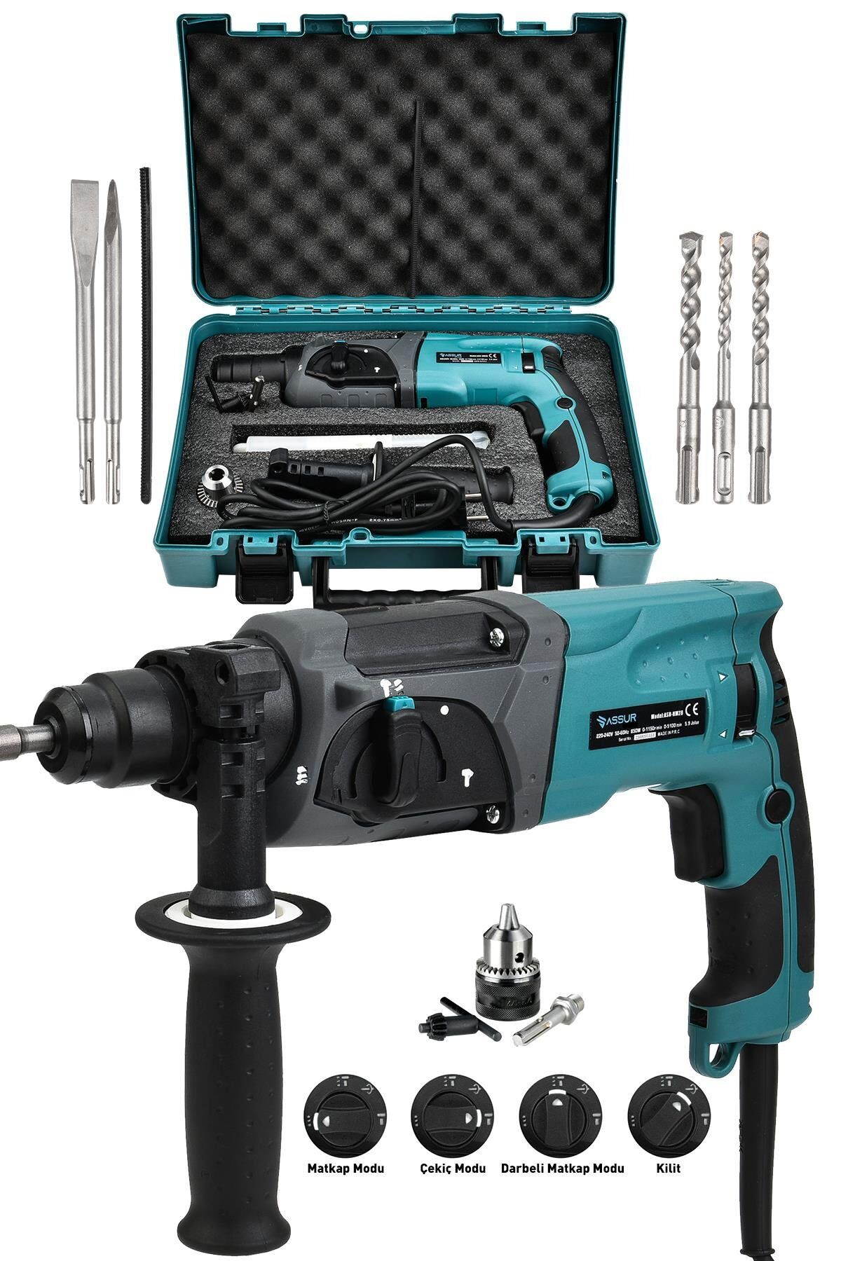 Assur 850W Darbeli Metal Şanzıman Kırıcı Delici Hilti Matkap