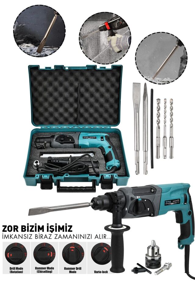 Assur 850W Darbeli Metal Şanzıman Kırıcı Delici Hilti Matkap