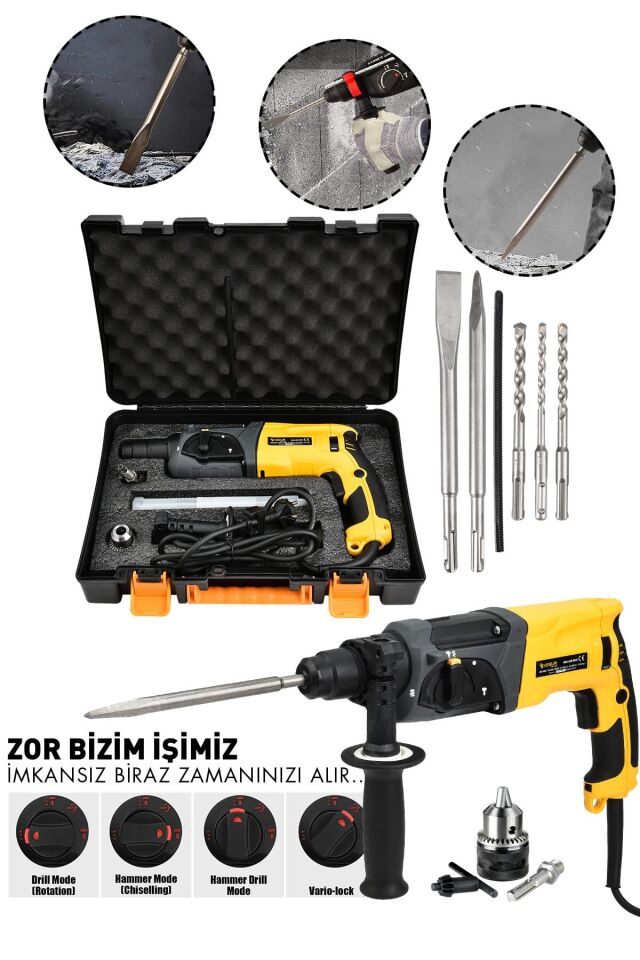 Assur 850W Darbeli Metal Şanzıman Kırıcı Delici Hilti Matkap