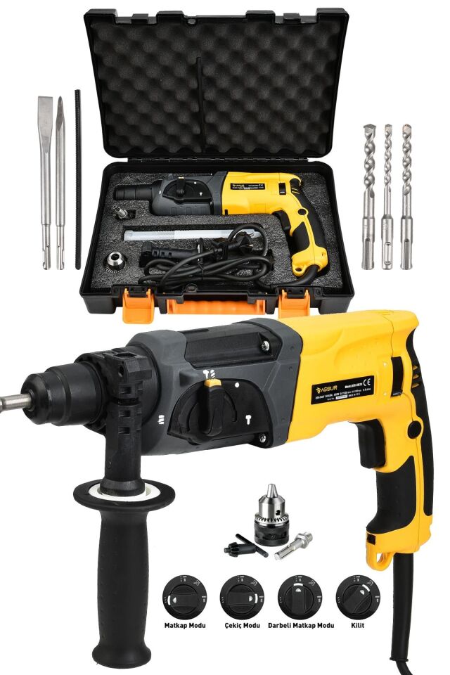 Assur 850W Darbeli Metal Şanzıman Kırıcı Delici Hilti Matkap