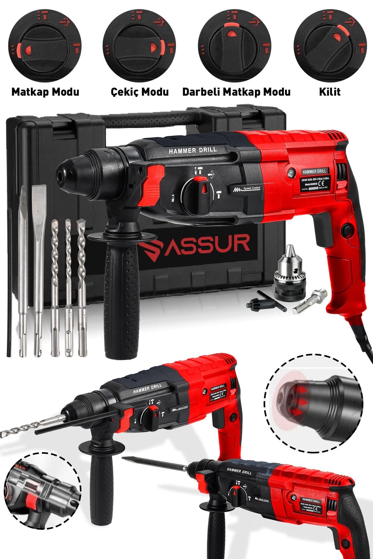 Assur Profesyonel Metal Şanzıman Kırıcı Delici Hilti Darbeli Matkap 2-28mm