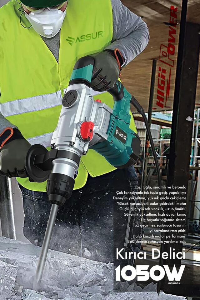 Assur 1050W Profesyonel 28mm Kırıcı Delici Hilti Darbeli Matkap