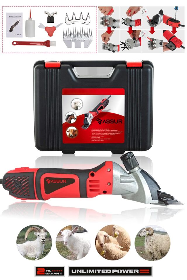 Assur 500W 6 Kademe Ayarlı Metal Şanzıman Koyun Kırkma Makinası