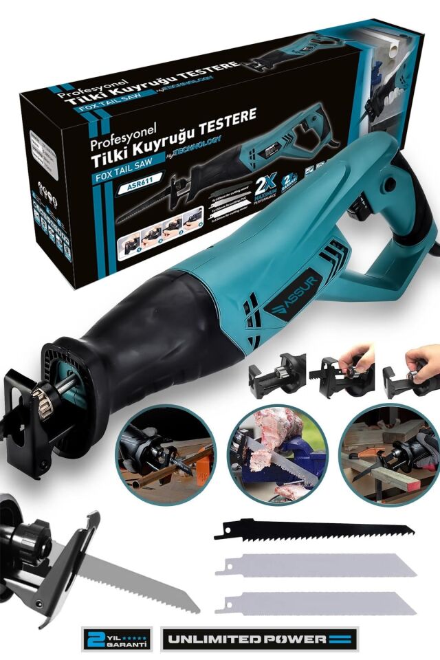 Assur 900W Bakır Sargılı Tilki Kuyruğu Testere Makinesi