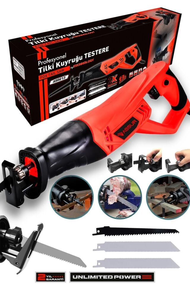 Assur 900W Bakır Sargılı Tilki Kuyruğu Testere Makinesi