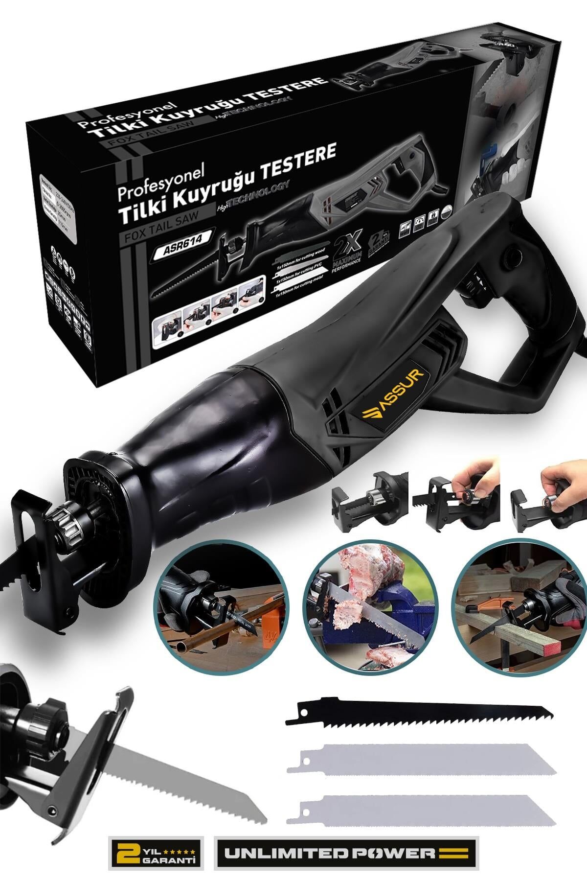 Assur 900W Bakır Sargılı Tilki Kuyruğu Testere Makinesi