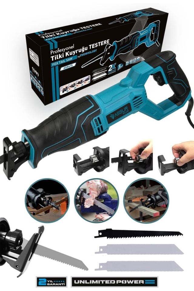 Assur 750W Bakır Sargılı 6 Kademe Devir Ayarlı Tilki Kuyruğu Testere