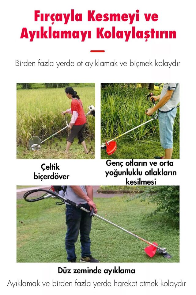 Assur Sırt Tipi Benzinli Motorlu Ot Çalı Çim Biçme Tırpanı